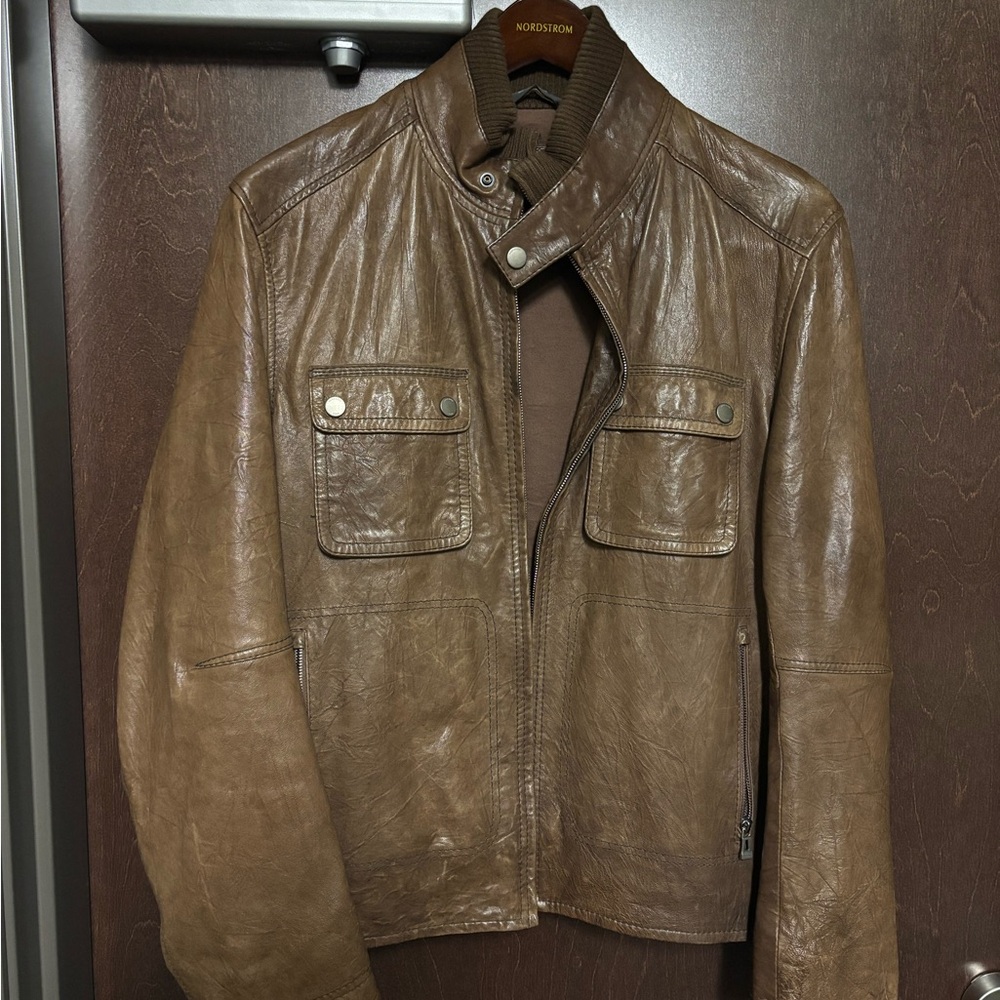 Hugo Boss Leather Jacket - Classic Bomber Style